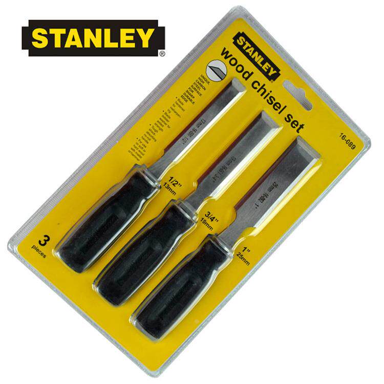 美国STANLEY/史丹利专业木工凿子凿刀3件木凿扁铲子平凿扁凿平铲