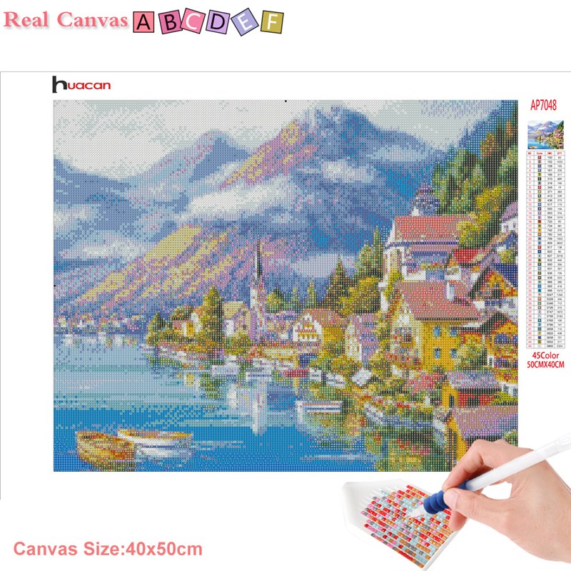 Huacan Diamond Painting Scenic 5D Diamonds Mosaic Seaside Pi