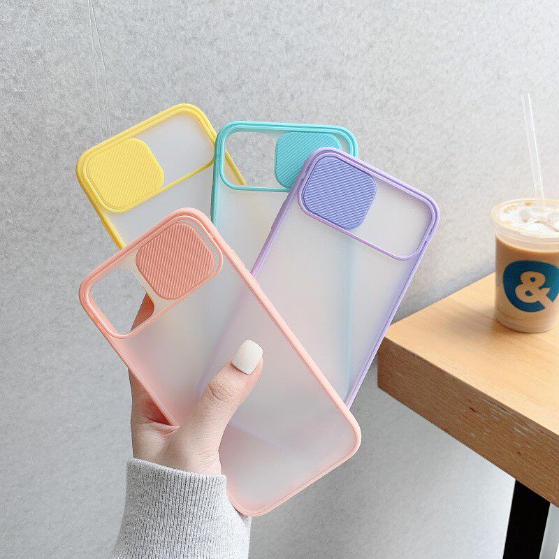Matte Candy color Lens Slide Transparent PC Phone Case For i