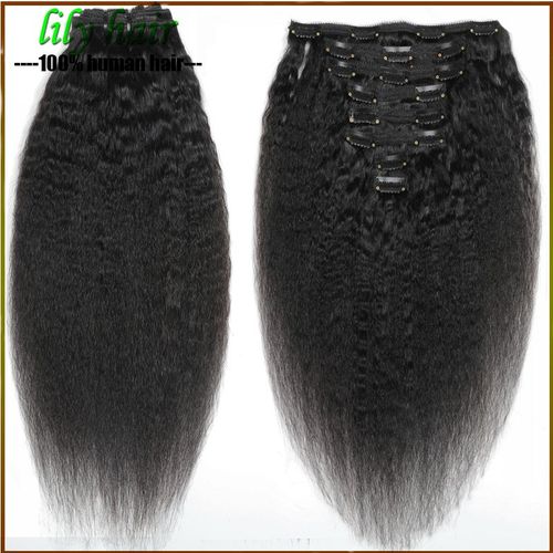 Malaysia Yaki Clip In Human Hair Extensions Kinky Straight