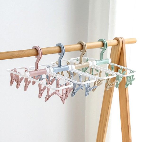 Multi-Functional Plastic Folding Hanger 12 Clips Travel