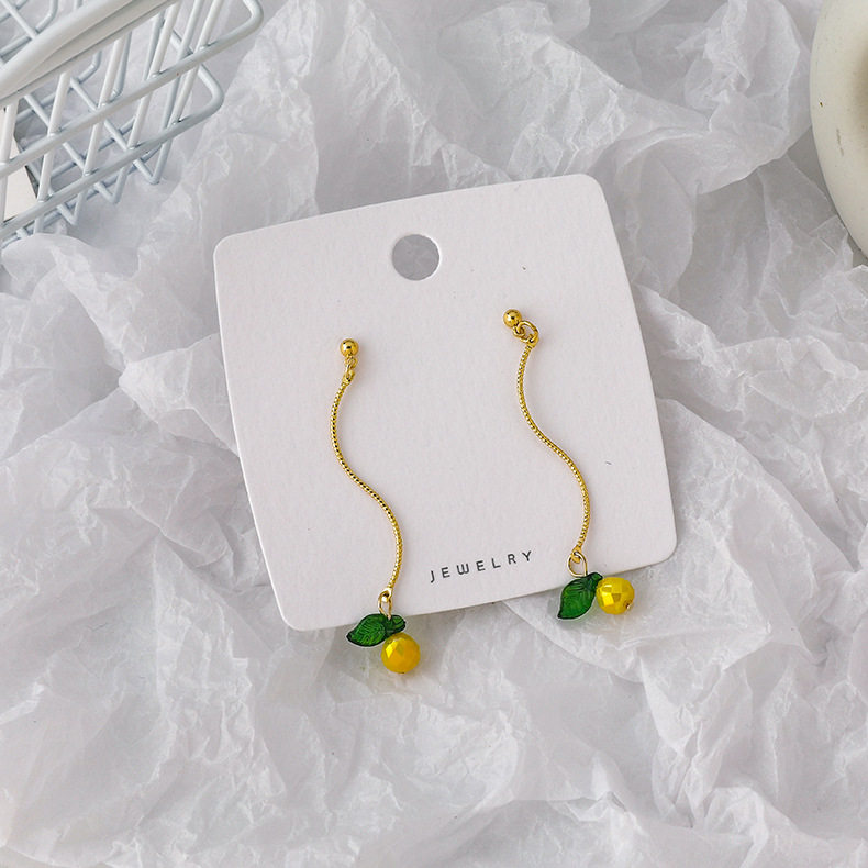 2022年春季新品彩色水晶波浪樱桃耳环甜美可爱水果S形耳饰显脸瘦