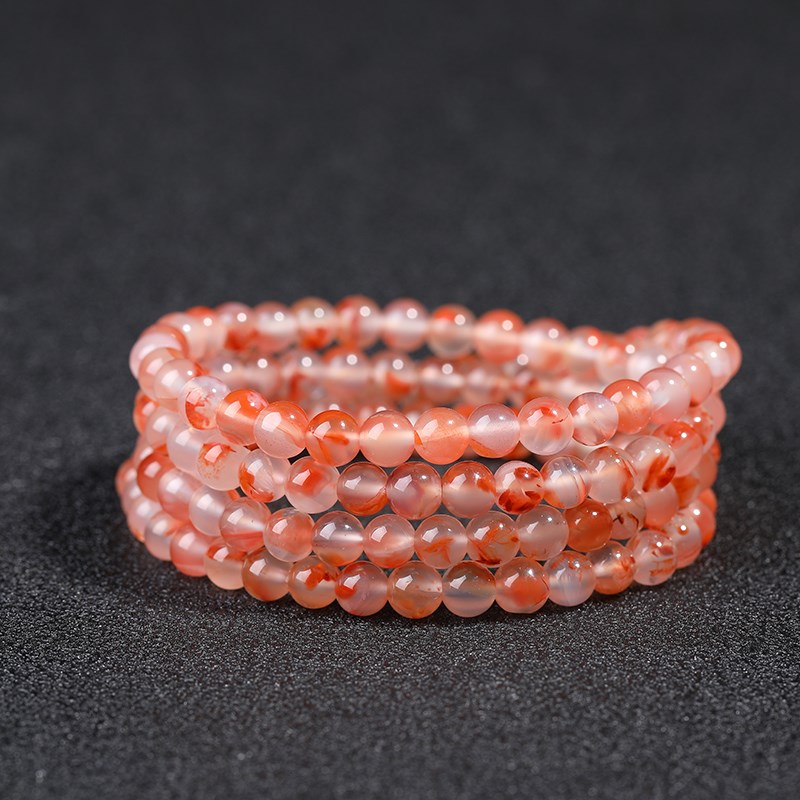 天然宝山川料樱桃红冰飘南红散珠手串男女士手串荔枝冻隔珠毛衣链