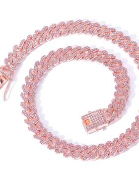 Hip-hop necklace 12mm diamond Cuban chain electroplating ful