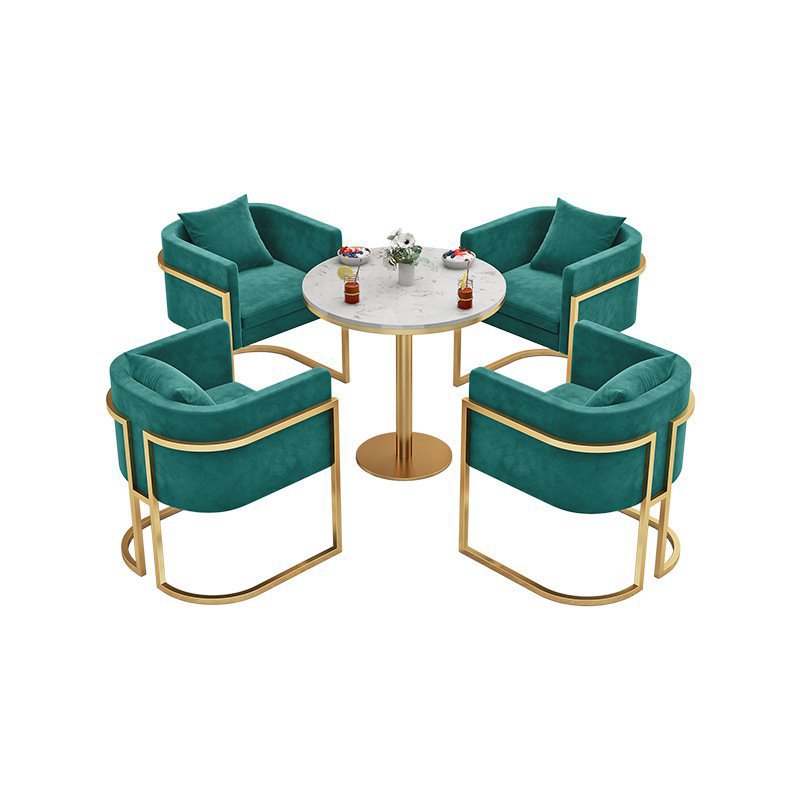 北欧铁艺沙发椅 咖啡厅双人沙发桌椅 奶茶店成套布艺洽谈沙发卡座