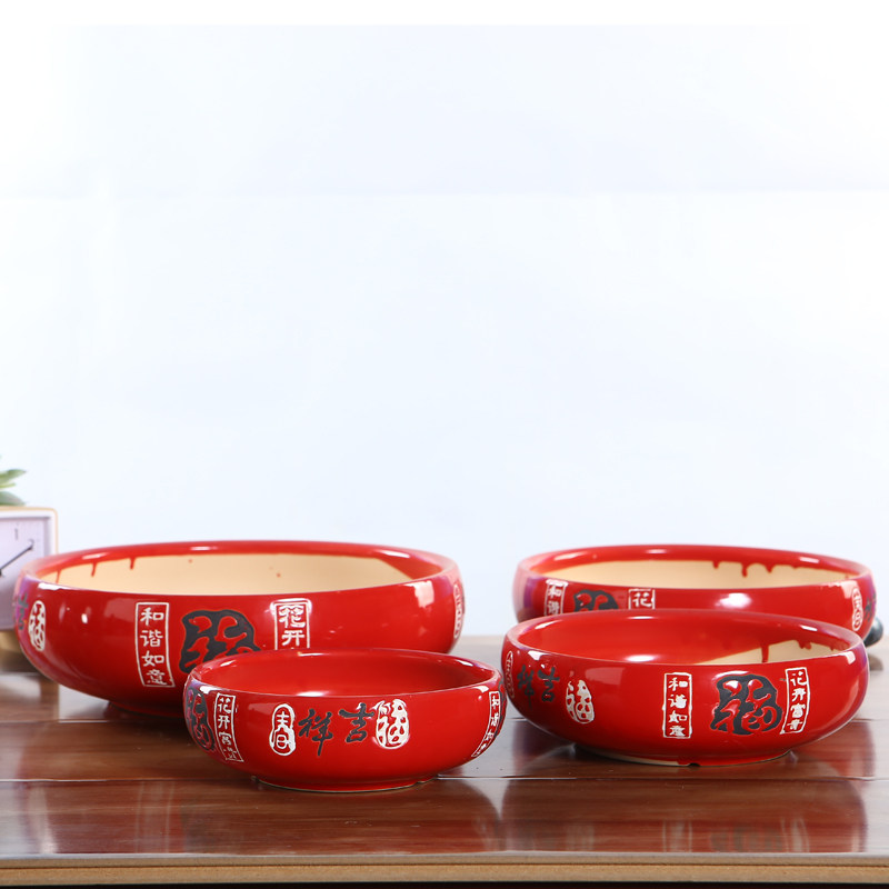 极速陶瓷水养花盆水培盆颜色鲜艳陶瓷盆水生植物盆桌面摆放睡莲陶