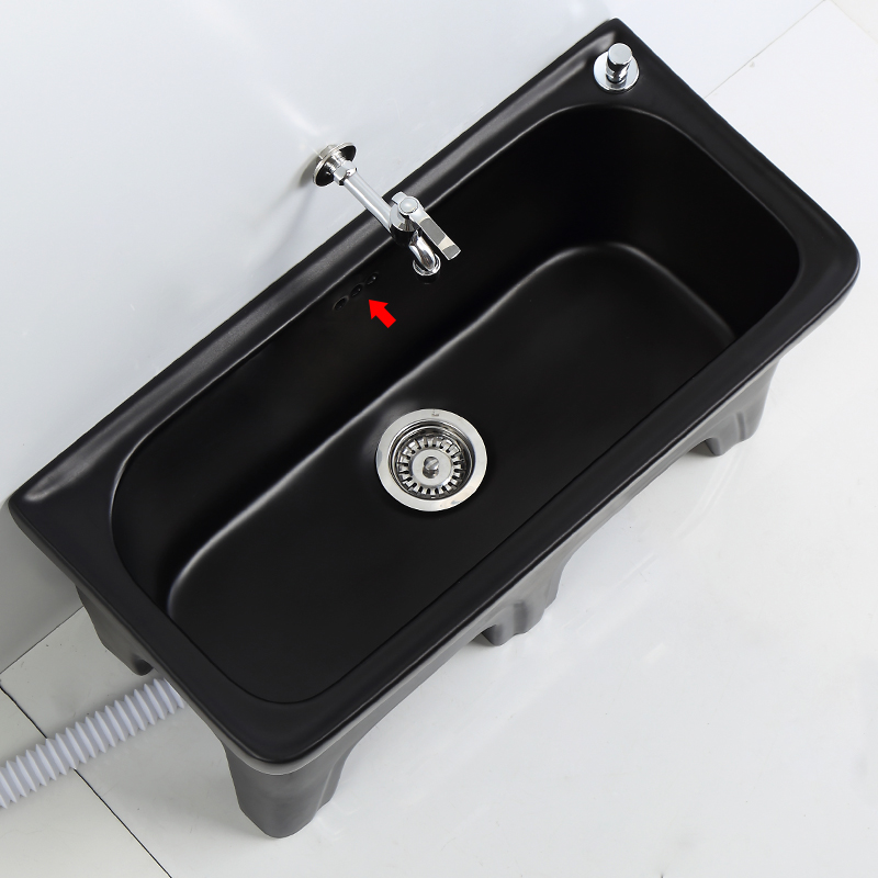 拖布池陶瓷洗拖把池阳台墩布池长方形洗地盆拖黑色超大号落地式