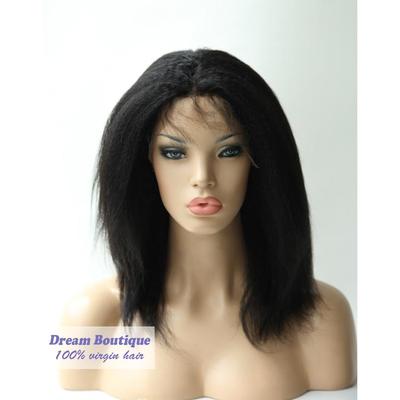 Human Hair Wigs 1# Jet Black Lace Front Wig Kinky Straight