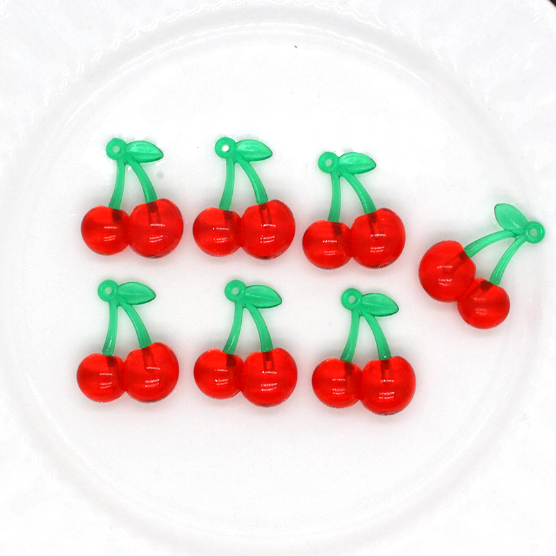 新品10pcs Clear Fruit Acrylic Cherry Earring Charms DIY INS