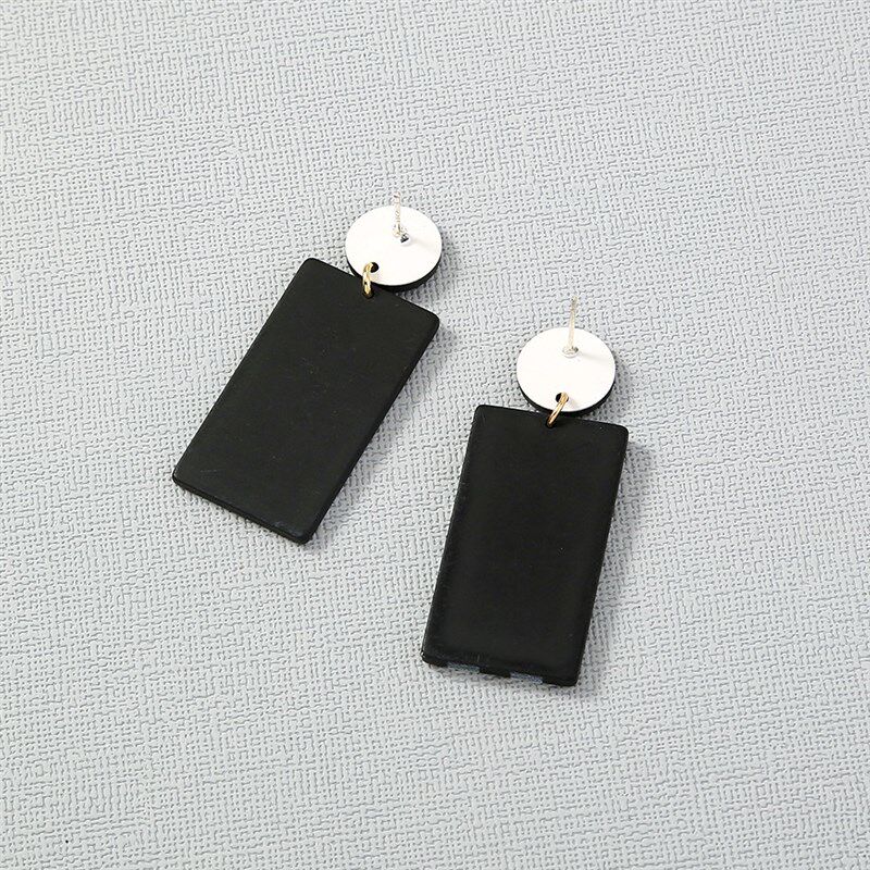 欧美网红爆款万圣节黑白棋盘方块耳针女个性耳环饰品