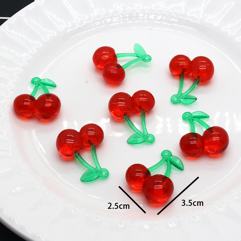 新品10pcs Clear Fruit Acrylic Cherry Earring Charms DIY INS