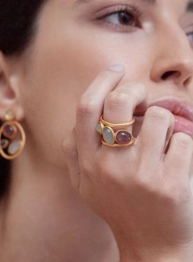 Joidart西班牙巴特罗之家高迪彩色宝石复古小众设计轻奢戒指女