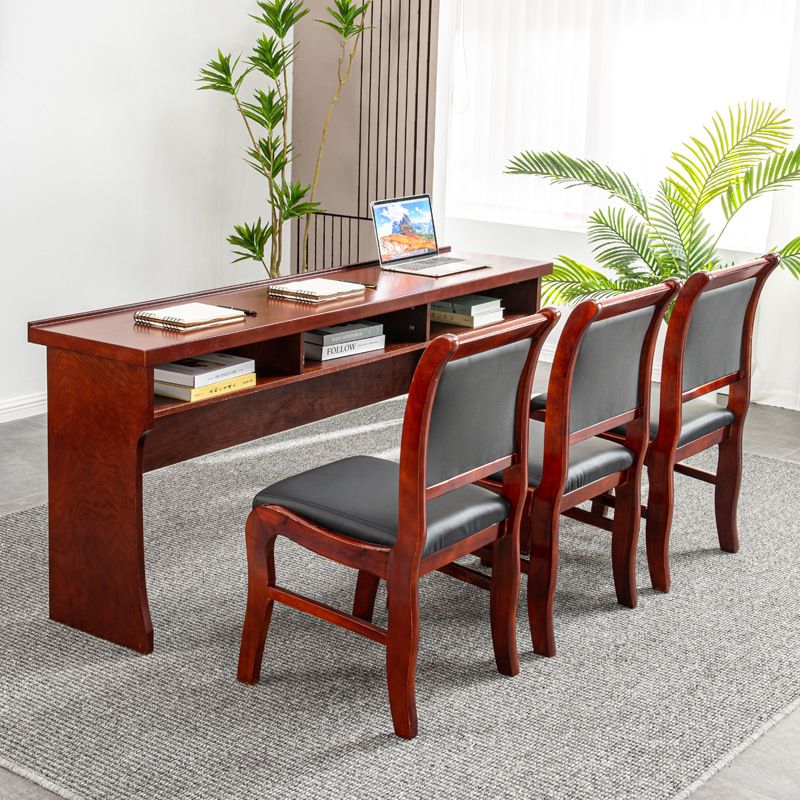 会议室长条桌会议桌双人培训桌条形课桌洽谈桌油漆实木皮桌椅组合