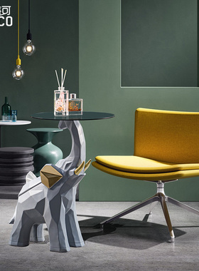 极速欧式轻奢大型落地大象茶几托盘摆件创意客厅沙发边装饰纸巾盒