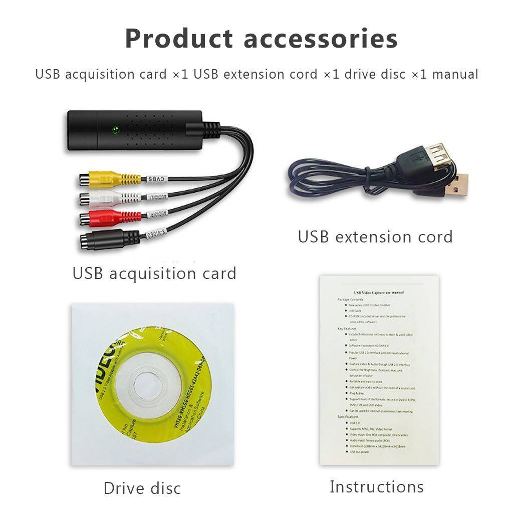 USB 20 Easy Cap Video TV DVD VHS DVR Capture Card Easier Ca