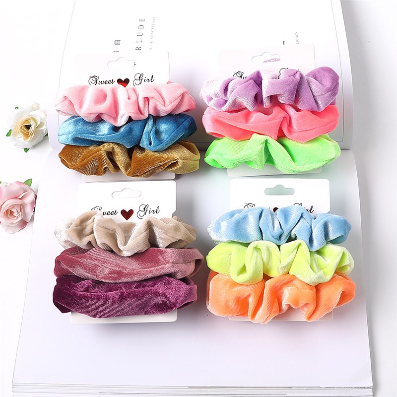 新品3/5/Pcs Silk Scrunchies Print Leopard Scrunchie Set Elas
