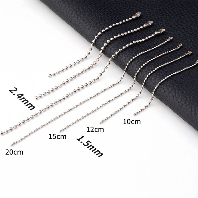 50pcs/lot 10/12/15CM 2.4mm Ball Chain Bead Chains Fits Key R