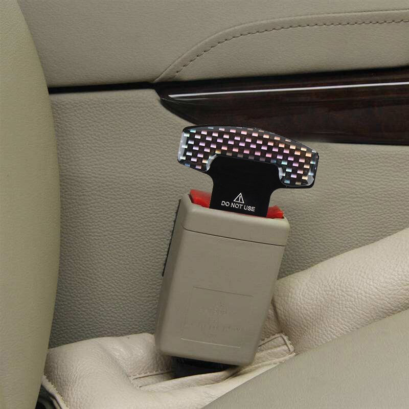 2PC niversal Carbon Fiber Car Safety Seat Belt Buckle Alarm