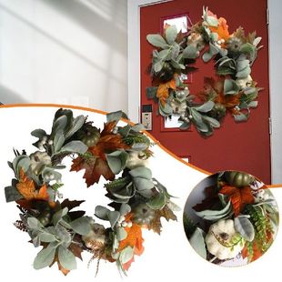 Wreath Artificial for Door Pumpkins Front Fall