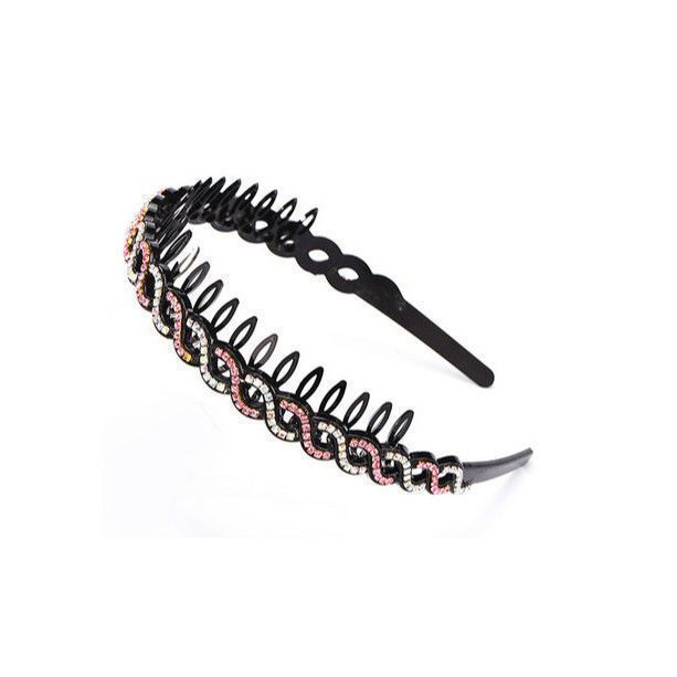 中年妈妈女孩发箍头饰发夹宽边水钻简约浏海夹带齿镂空压发头箍