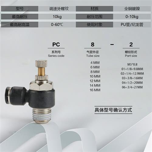 整包100个SL气动节流阀接头气管快速接头高压快插配件8mm直通螺纹