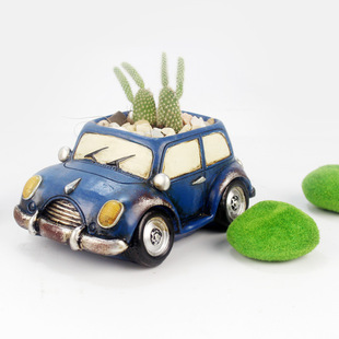 如果汽车多肉花盆创意款 饰品摆件 zakka小车微景观桌面盆栽装