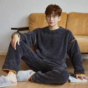 Winter Flannel Sleepwear Plus Size Men Pyjamas Coral Fleece