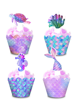 Kue Putri Duyung Rangka Kura-kura Rumput Laut Dekorasi Cupca