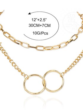 。Simple alloy double ring buckle pendant multilayer clavicl