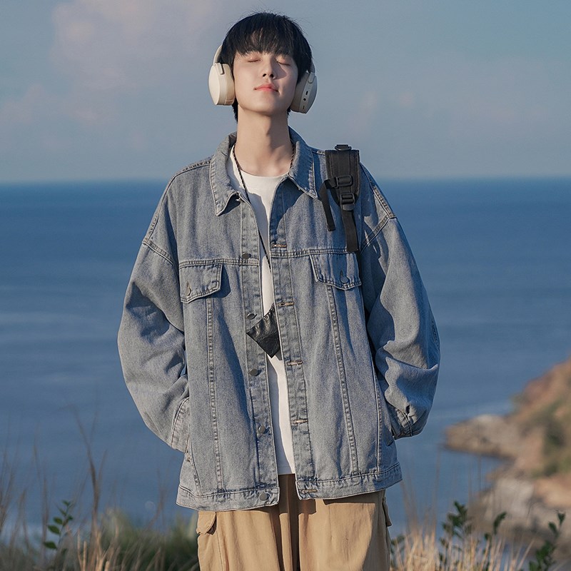 日系cityboy牛仔外套男士春秋季新款休闲潮牌潮流青少年工装夹克
