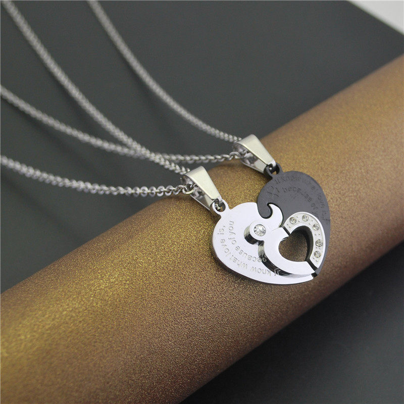 双层心形项链男女士情侣一对价吊坠甜美百搭潮细装饰品礼物STN095