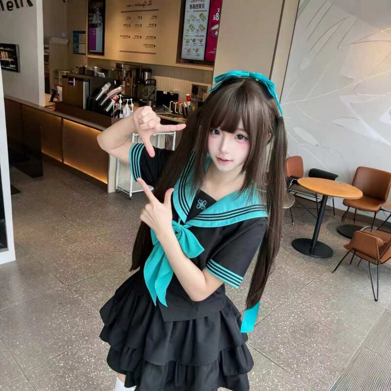 云靡初音色水手服日系甜美套装