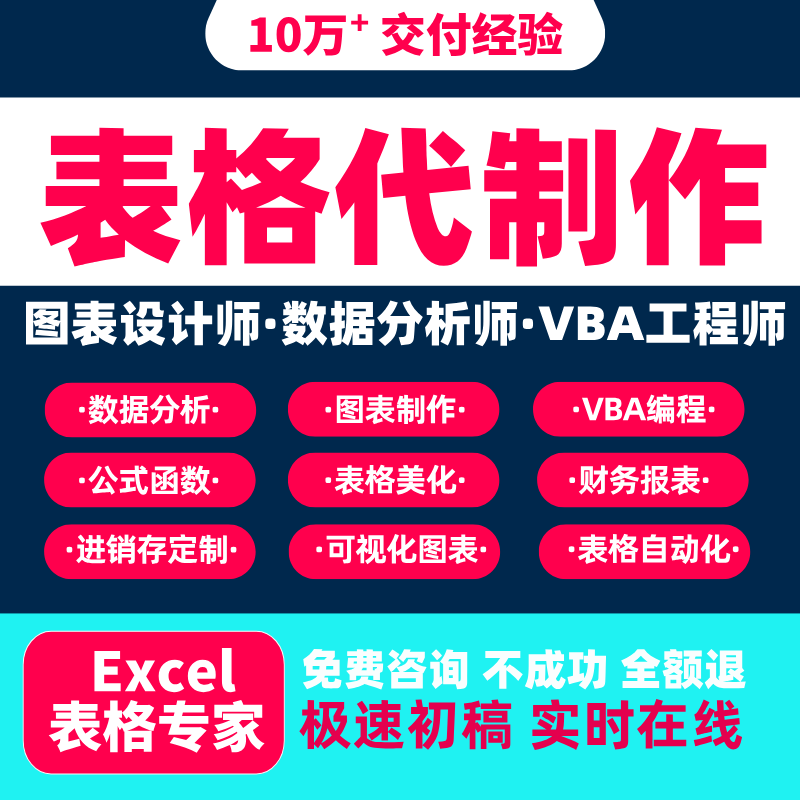 帮做excel表格制作定制设计图表vba宏脚本程序函数据处理分析统计