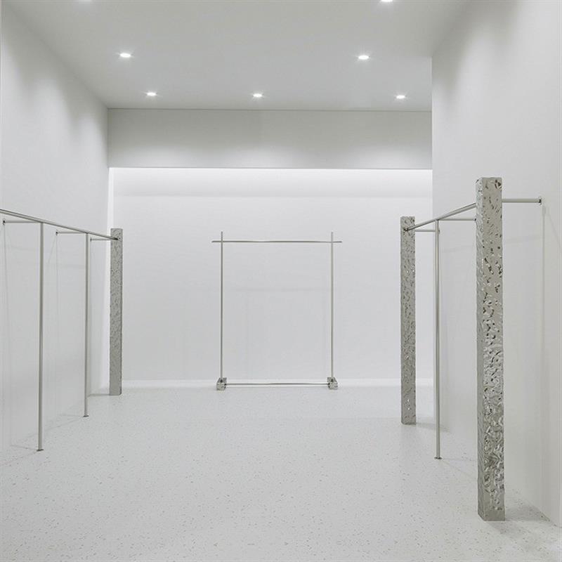 适配新款服装架不锈钢水波纹展示架落地中岛架上墙挂衣服架子陈列