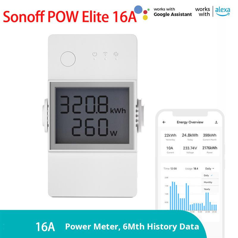 适配Sonoff POW Elite 16A wifi智能电量统计开关智能家居语音控