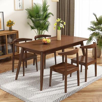 适用实木餐桌长方形吃饭桌子家用小户型简约方形饭桌胡桃色餐桌椅