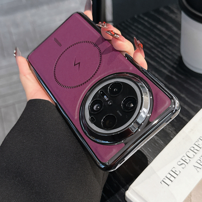 适用华为Mate70手机壳新款细圈磁吸充电pura80皮纹硬壳防摔60Pro超薄高端40时尚全包Mate50商务nova14保护套