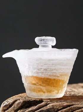 古法家用日式玻璃盖碗茶碗不烫手防烫泡茶杯功夫茶具手抓泡茶壶