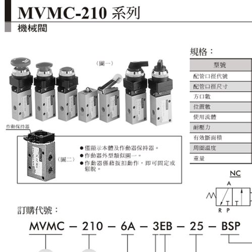 台湾金器机械阀  MVMC-210-8A-3LB-30 全新正品 .