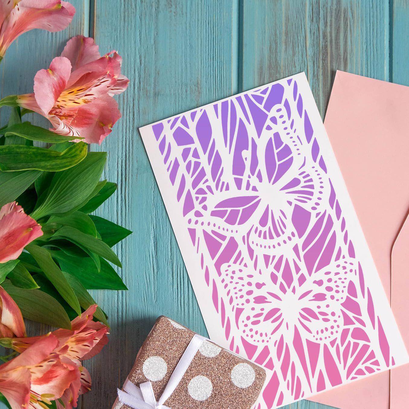 跨境亚马逊爆款纹理模板DIY镂空绘画PET材质易清洗蛋糕拉花模具