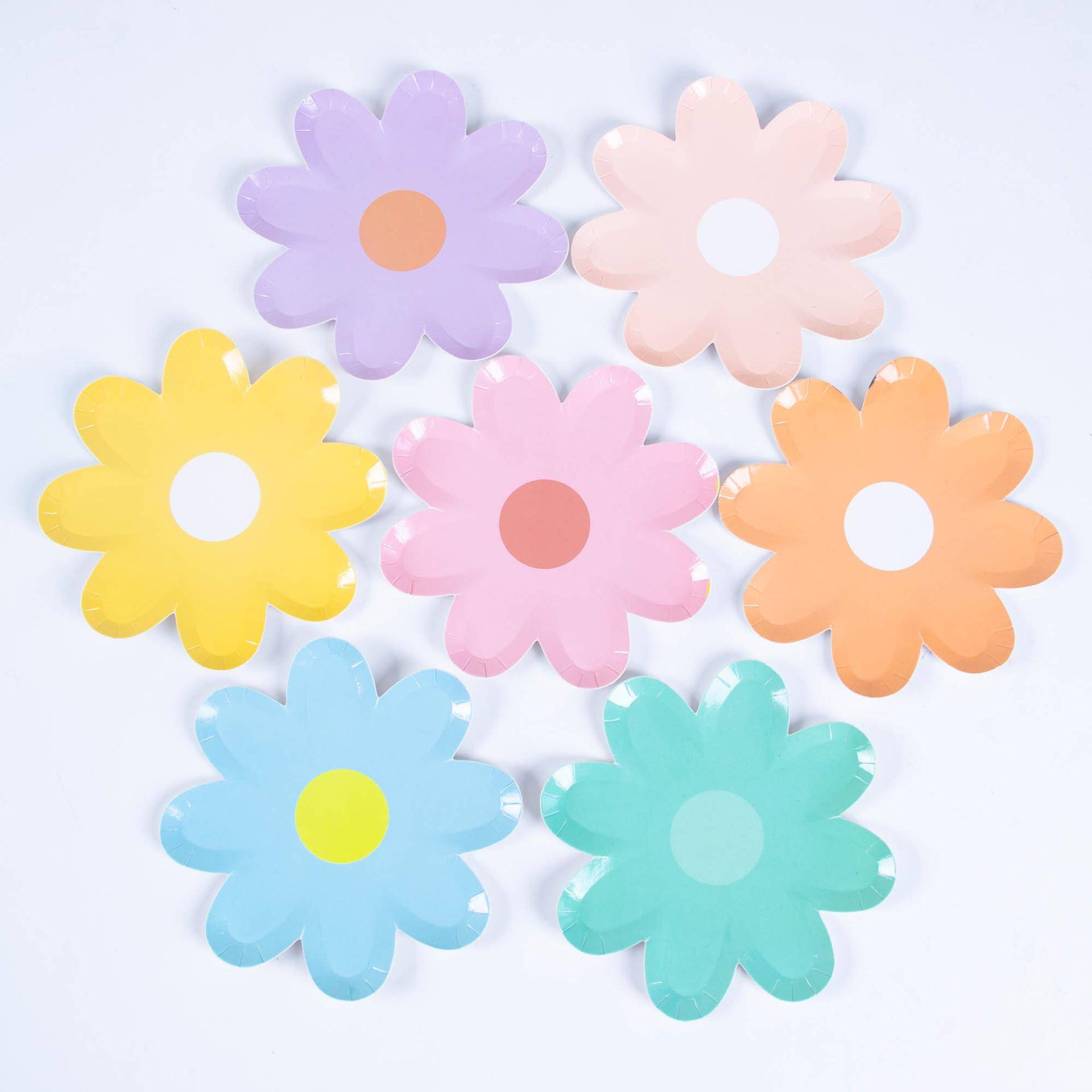 一次性花朵雏菊纸盘儿童生日派对布置餐盘装饰蛋糕盘雏菊纸盘