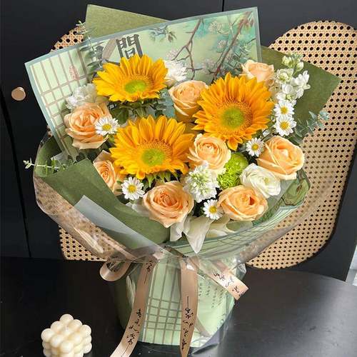 新款浪漫古风纸牛皮纸包花纸书法花束包装纸花店鲜花包装材料