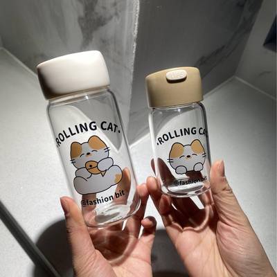 迷你小容量便携水杯150ml可爱超萌玻璃杯小巧少女透明小号口袋杯