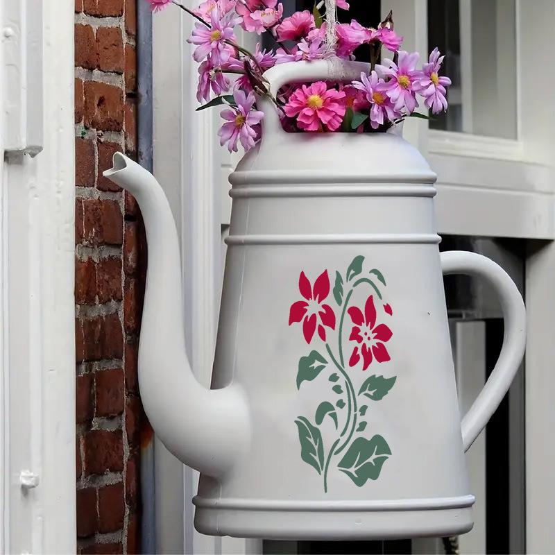 跨境亚马逊原创新款17件花卉绘画主题模版DIY重复使用水洗pet模型