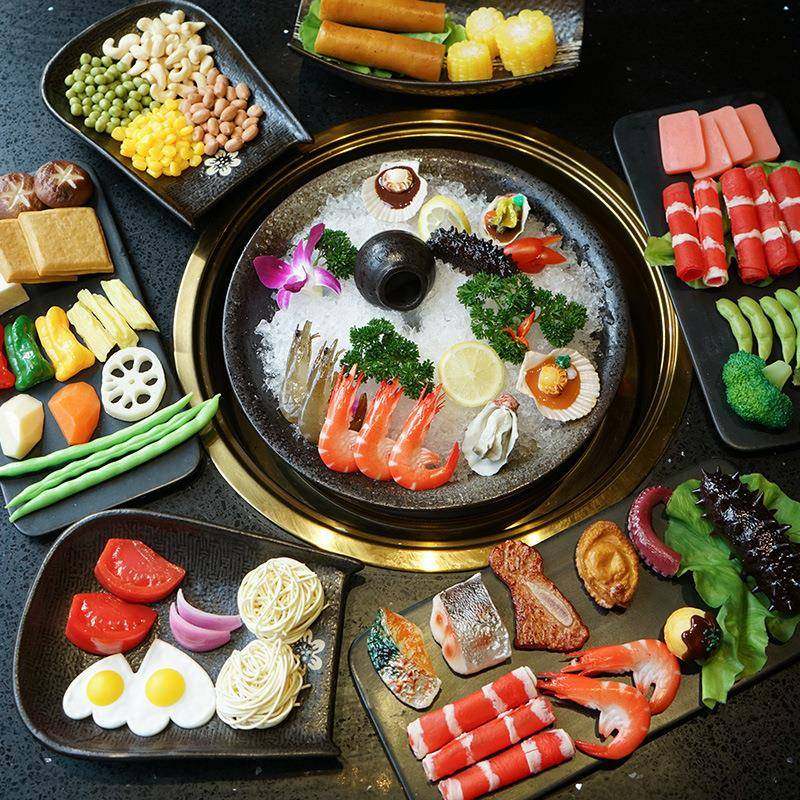 活动假香菇玉米粒黄豆鱿鱼海带藕片毛豆腐竹仿真火锅材料配菜模型