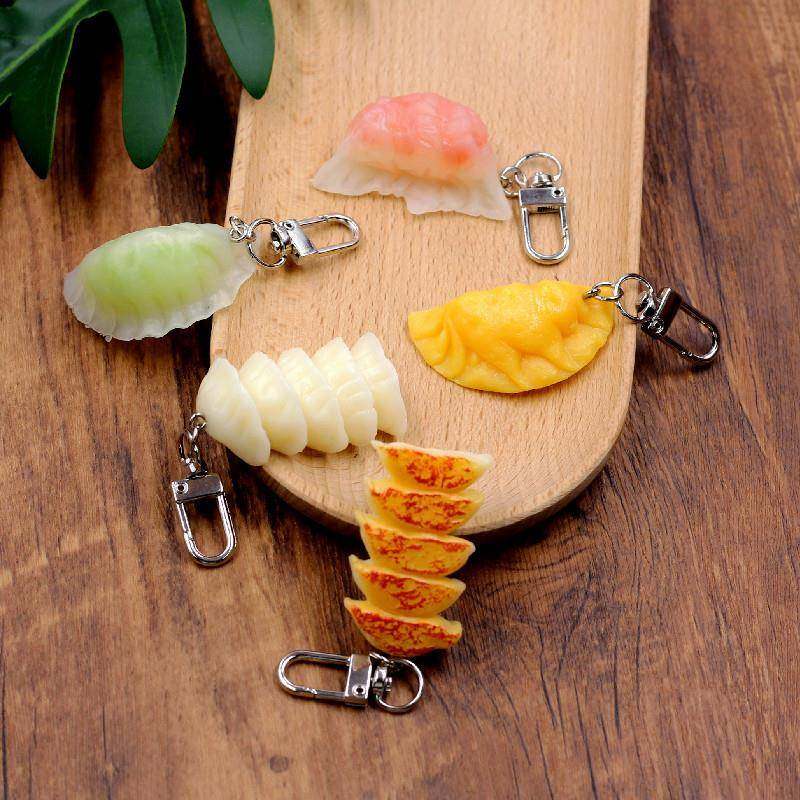 仿真PVC食物玩创意饺子蛋饺煎饺小馄饨钥匙圈扣摆挂件饰模型礼品