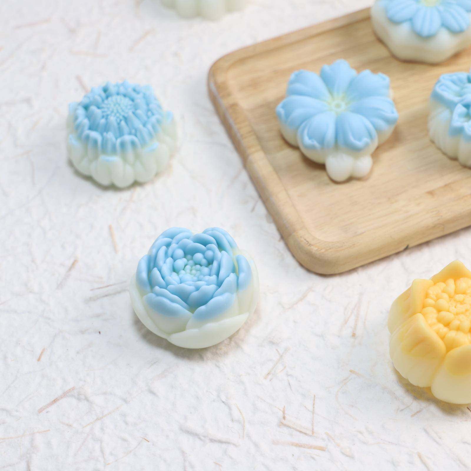 国风芙蓉花硅胶模具手工皂冰皮月饼糕点烘焙香薰蜡烛装饰模具