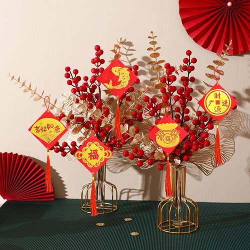 客厅绿植盆景盆栽小挂件挂饰挂串新春马年福桶植物喜庆挂件饰品