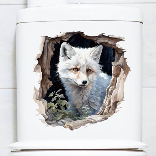 立体视觉效果浴室马桶贴卫生间装饰贴纸狐狸马桶盖墙贴画可移除贴