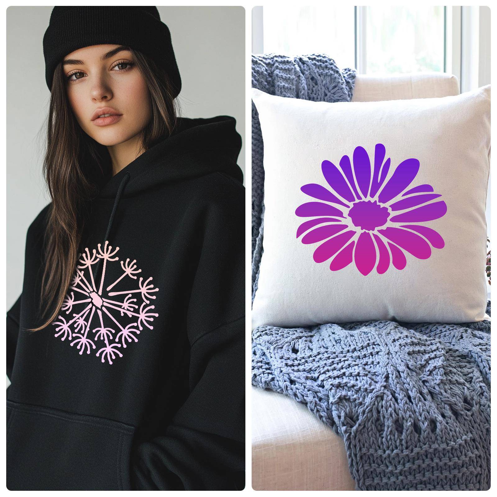 跨境花卉主题绘画模板手账艺术家居装饰绘画装饰塑料涂鸦拓印版